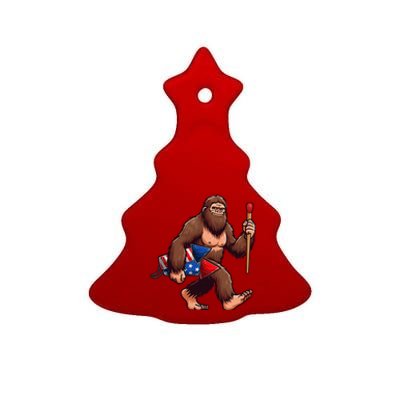 Assistant Fireworks Director 4th July Party Bigfoot Funny Ceramic Tree Ornament