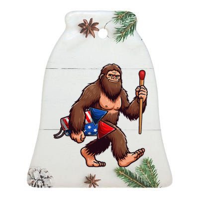 Assistant Fireworks Director 4th July Party Bigfoot Funny Ceramic Bell Ornament