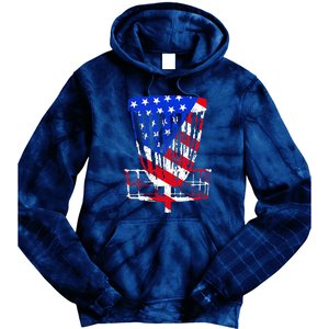 American Flag Disc Golf Basket Love Disc Golfing Tie Dye Hoodie