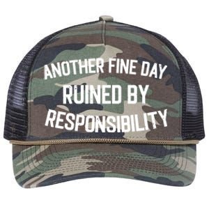 Another Fine Day Ruined By Responsibility Retro Rope Trucker Hat Cap