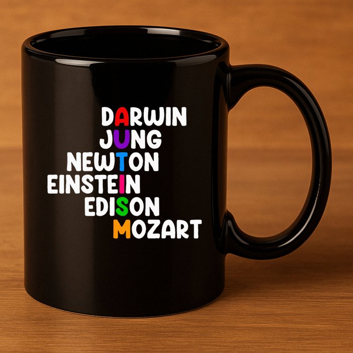 Autism For Darwin Jung Newton Einstein Edison 11oz C Handle Ceramic Mug