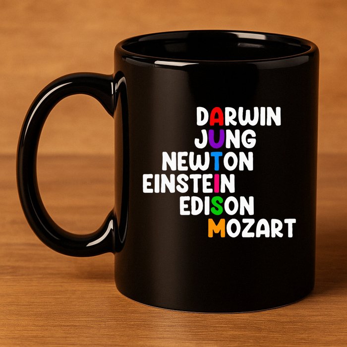 Autism For Darwin Jung Newton Einstein Edison 11oz C Handle Ceramic Mug