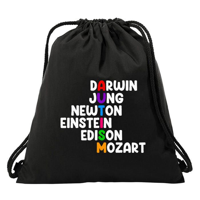Autism For Darwin Jung Newton Einstein Edison Drawstring Bag