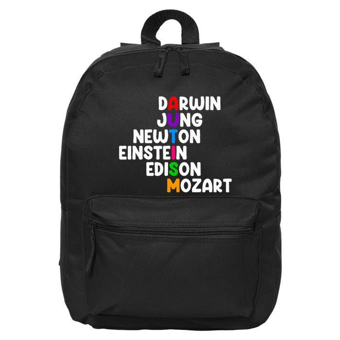 Autism For Darwin Jung Newton Einstein Edison 16 in Basic Backpack