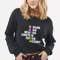 Autism For Darwin Jung Newton Einstein Edison Cropped Pullover Crew