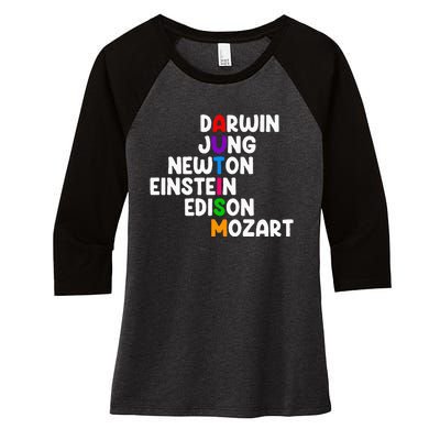 Autism For Darwin Jung Newton Einstein Edison Women's Tri-Blend 3/4-Sleeve Raglan Shirt