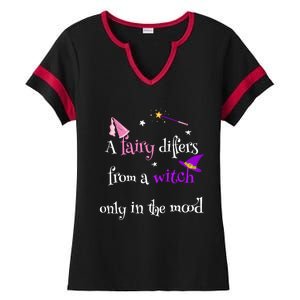 A Fairy Differs From A Witch Funny Fairy Mom Witch Great Gift Ladies Halftime Notch Neck Tee