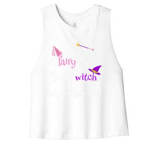 A Fairy Differs From A Witch Funny Fairy Mom Witch Great Gift Women's Racerback Cropped Tank