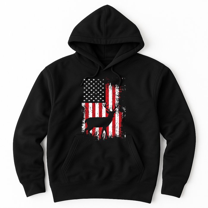 American Flag Deer Hunting Distressed Usa Hoodie