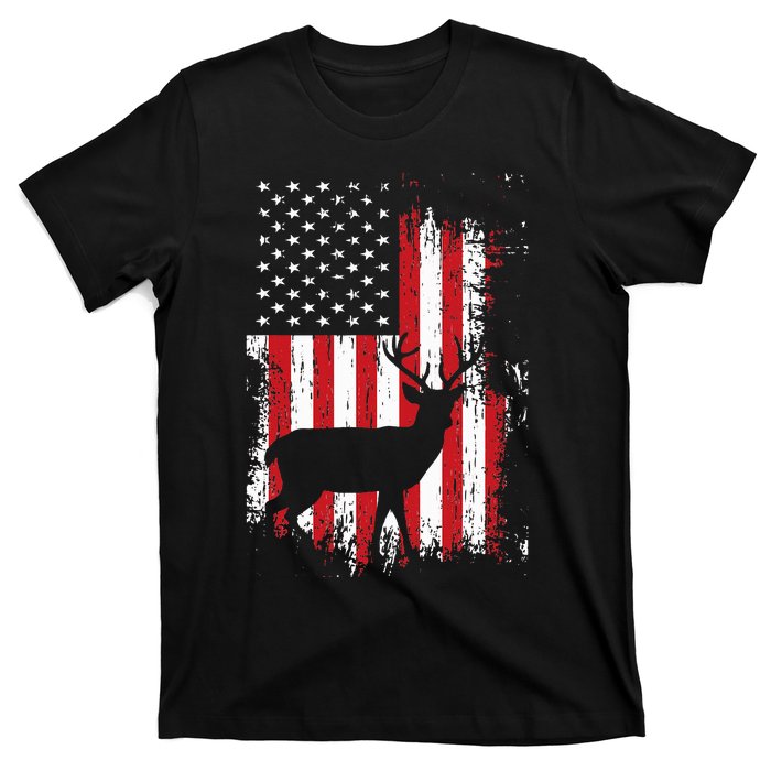 American Flag Deer Hunting Distressed Usa T-Shirt