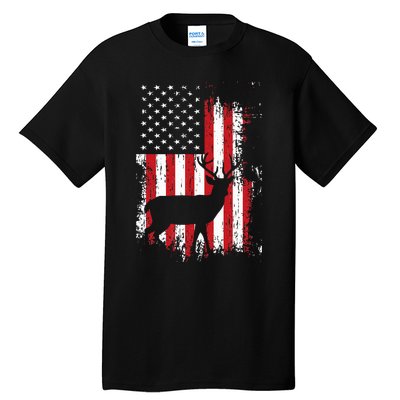 American Flag Deer Hunting Distressed Usa Tall T-Shirt