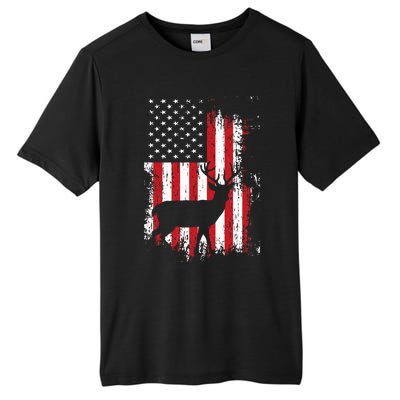 American Flag Deer Hunting Distressed Usa Tall Fusion ChromaSoft Performance T-Shirt