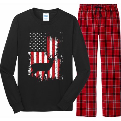 American Flag Deer Hunting Distressed Usa Long Sleeve Pajama Set