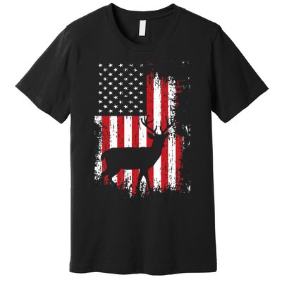 American Flag Deer Hunting Distressed Usa Premium T-Shirt