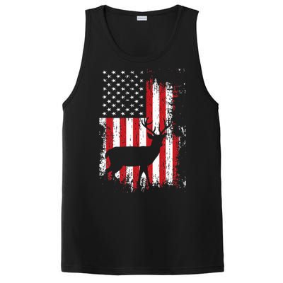 American Flag Deer Hunting Distressed Usa PosiCharge Competitor Tank