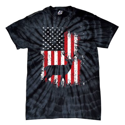 American Flag Deer Hunting Distressed Usa Tie-Dye T-Shirt