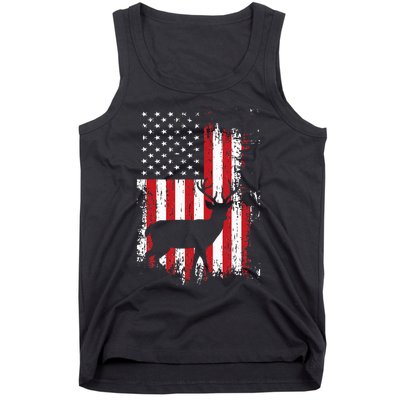 American Flag Deer Hunting Distressed Usa Tank Top