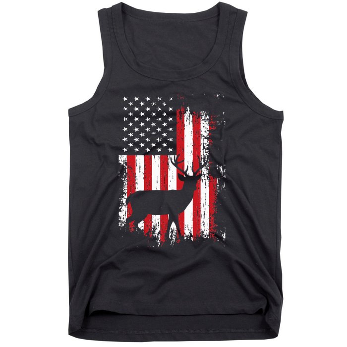 American Flag Deer Hunting Distressed Usa Tank Top