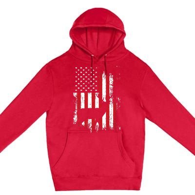 American Flag Deer Hunting Distressed Usa Premium Pullover Hoodie