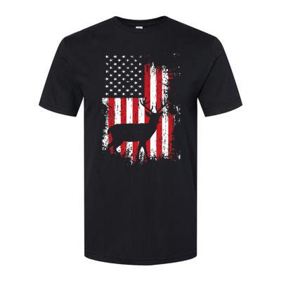 American Flag Deer Hunting Distressed Usa Softstyle CVC T-Shirt