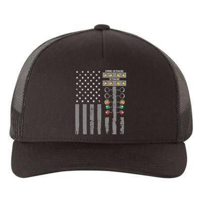 American Flag Drag Racing Strip Tree Light For Dragster Yupoong Adult 5-Panel Trucker Hat