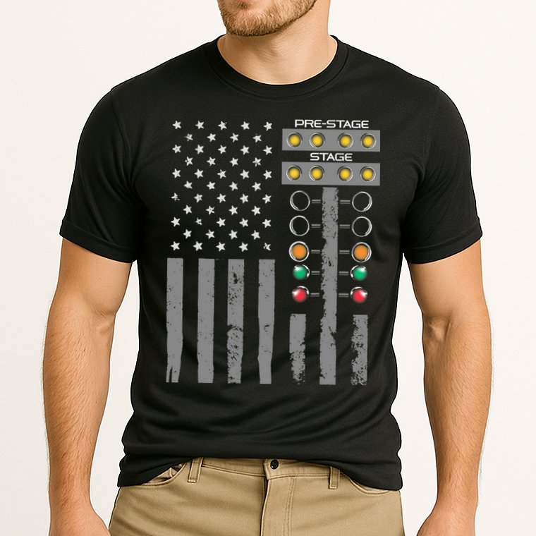 American Flag Drag Racing Strip Tree Light For Dragster Performance Shirt
