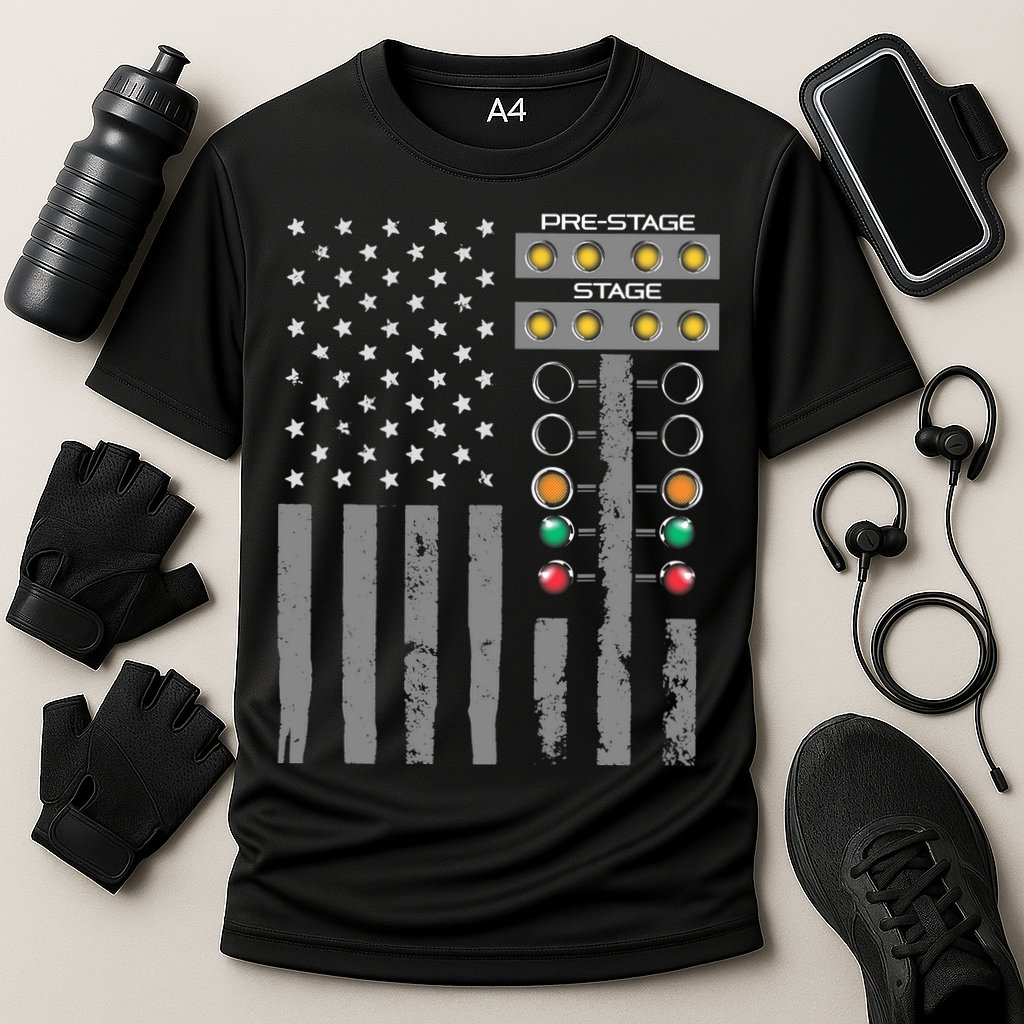 American Flag Drag Racing Strip Tree Light For Dragster Performance Shirt