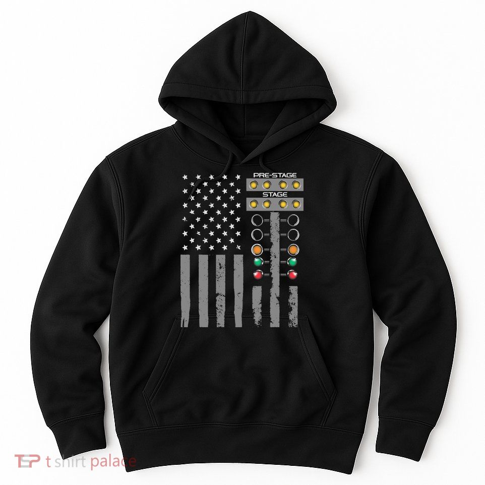 American Flag Drag Racing Strip Tree Light For Dragster Hoodie