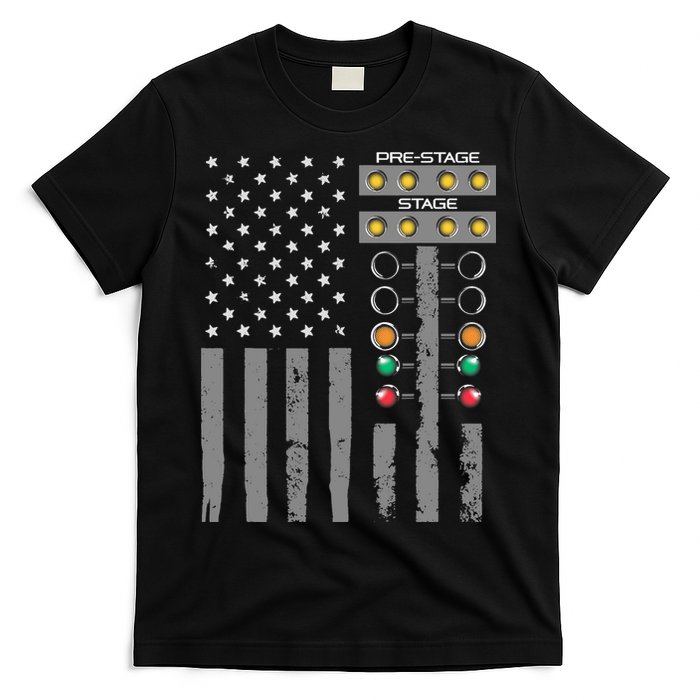 American Flag Drag Racing Strip Tree Light For Dragster T-Shirt