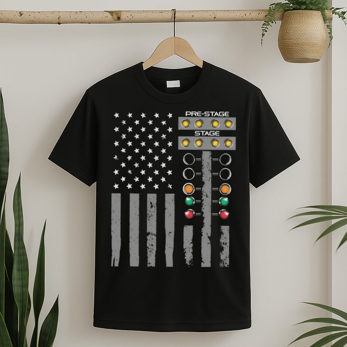 American Flag Drag Racing Strip Tree Light For Dragster T-Shirt