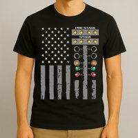 American Flag Drag Racing Strip Tree Light For Dragster T-Shirt