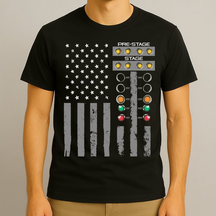 American Flag Drag Racing Strip Tree Light For Dragster T-Shirt