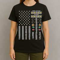 American Flag Drag Racing Strip Tree Light For Dragster T-Shirt