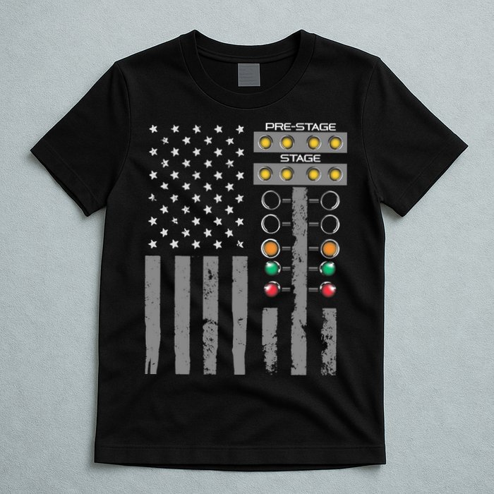 American Flag Drag Racing Strip Tree Light For Dragster T-Shirt