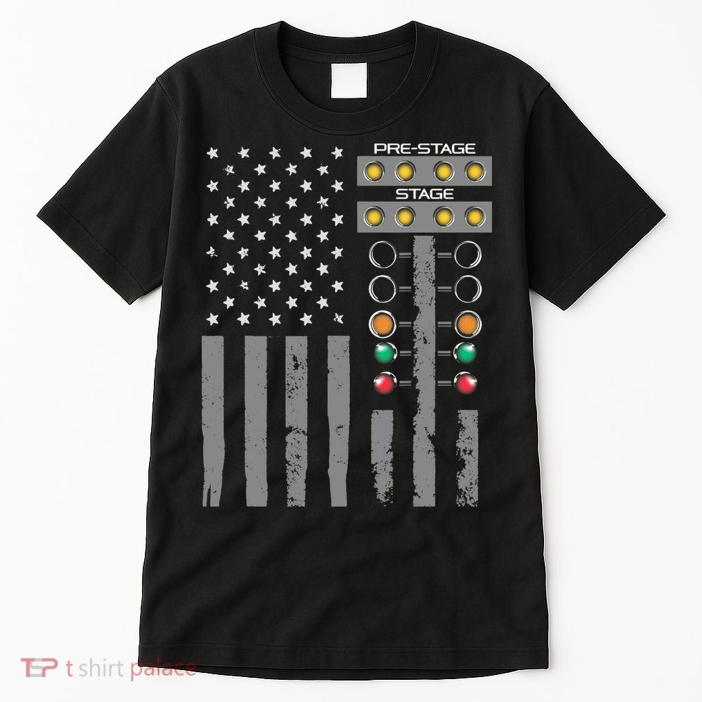 American Flag Drag Racing Strip Tree Light For Dragster Tall T-Shirt
