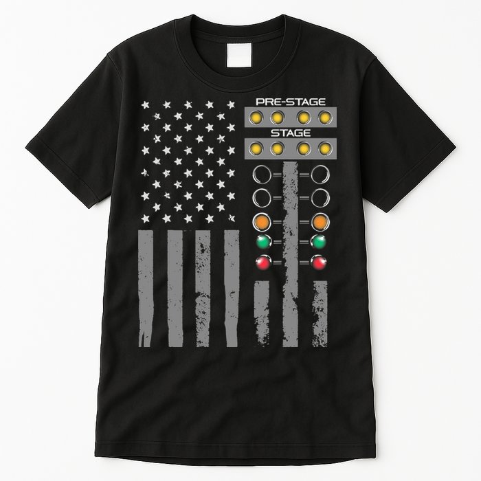 American Flag Drag Racing Strip Tree Light For Dragster Tall T-Shirt