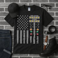American Flag Drag Racing Strip Tree Light For Dragster Tall T-Shirt