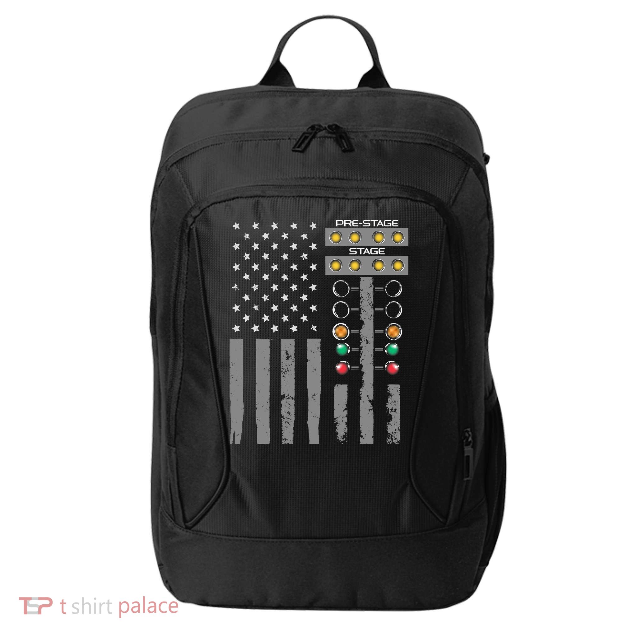 American Flag Drag Racing Strip Tree Light For Dragster City Backpack