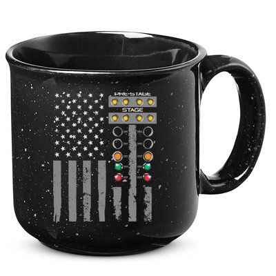 American Flag Drag Racing Strip Tree Light For Dragster 15oz Campfire Ceramic Mug