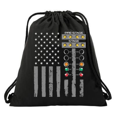 American Flag Drag Racing Strip Tree Light For Dragster Drawstring Bag