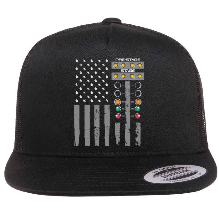 American Flag Drag Racing Strip Tree Light For Dragster Flat Bill Trucker Hat
