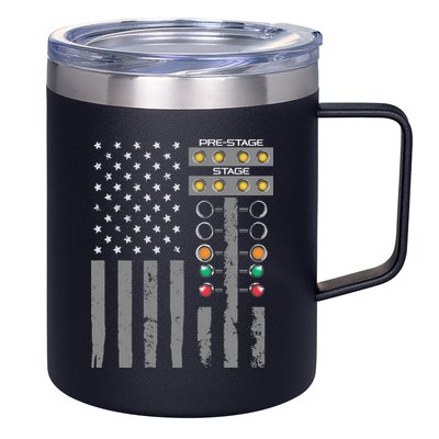 American Flag Drag Racing Strip Tree Light For Dragster 12oz Stainless Steel Coffee Mug