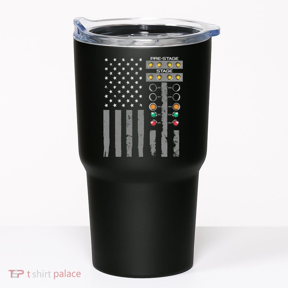 American Flag Drag Racing Strip Tree Light For Dragster Tumbler