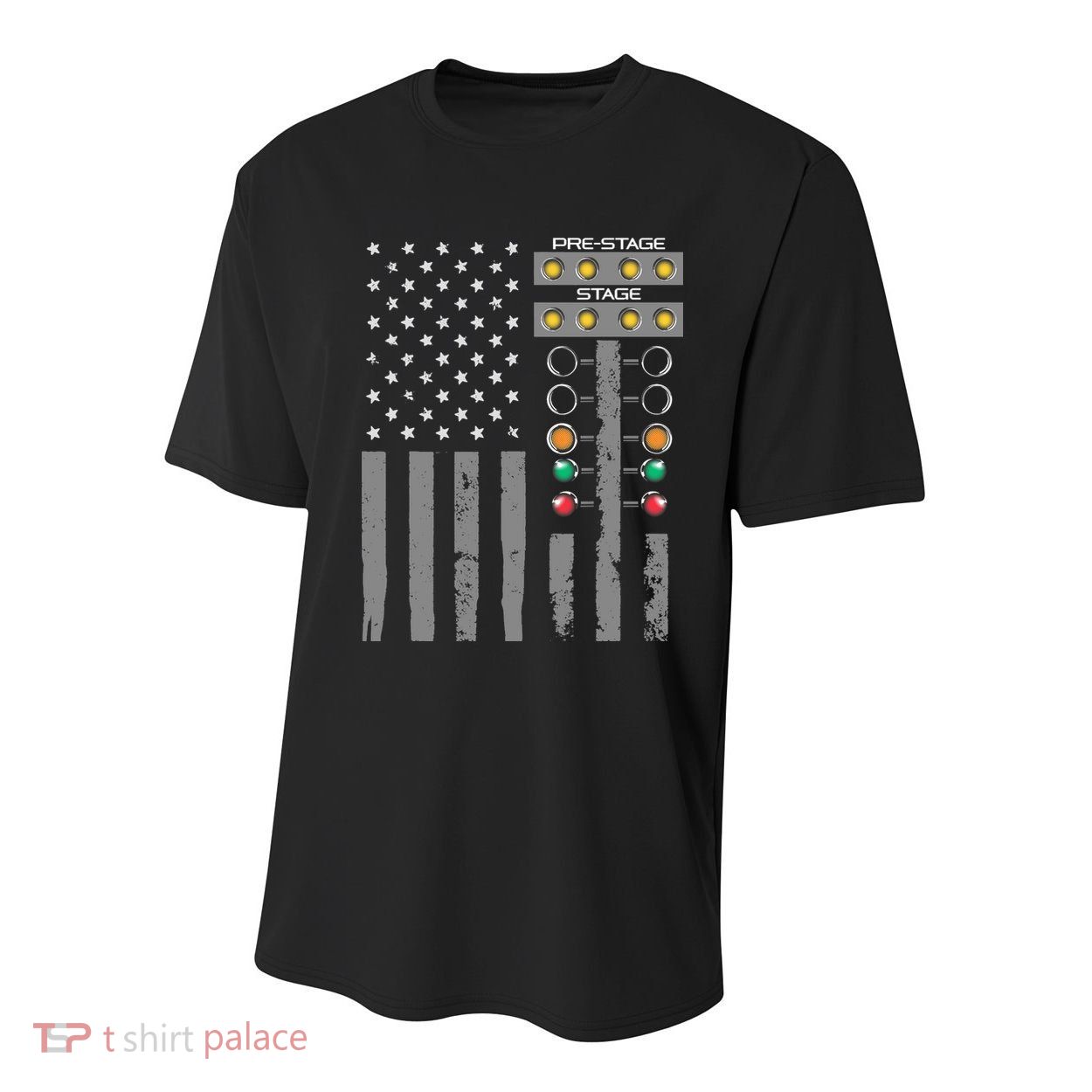 American Flag Drag Racing Strip Tree Light For Dragster Youth Performance Sprint T-Shirt