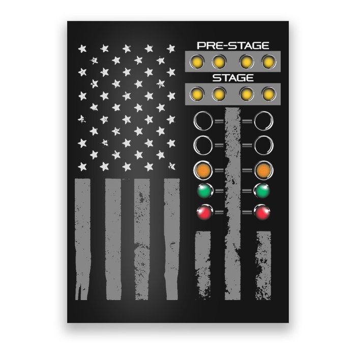 American Flag Drag Racing Strip Tree Light For Dragster Poster