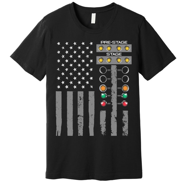 American Flag Drag Racing Strip Tree Light For Dragster Premium T-Shirt