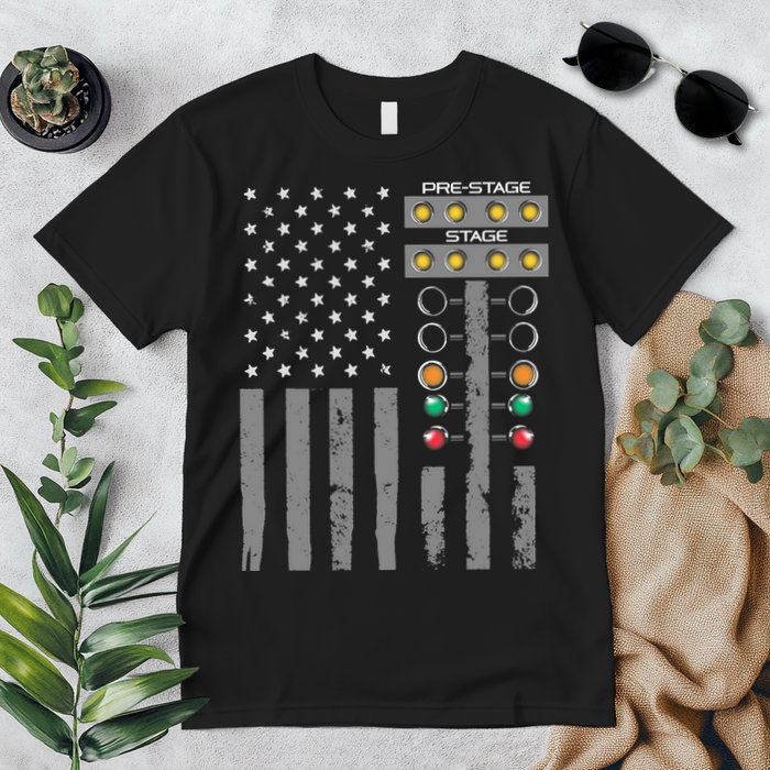 American Flag Drag Racing Strip Tree Light For Dragster Premium T-Shirt