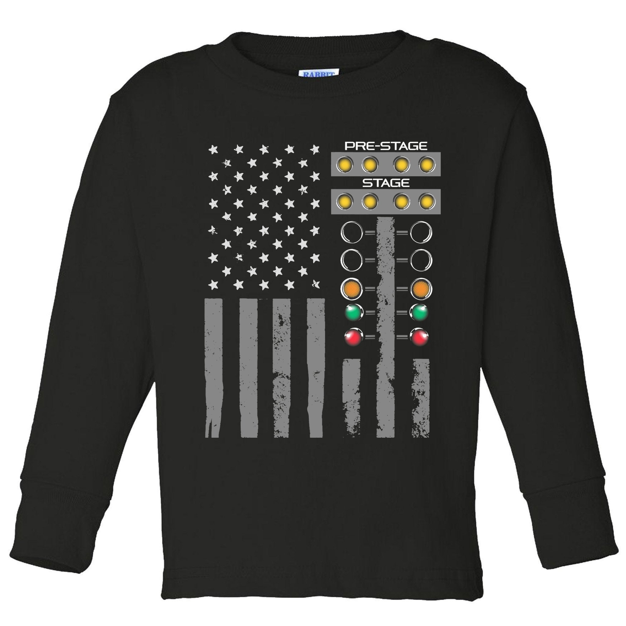 American Flag Drag Racing Strip Tree Light For Dragster Toddler Long Sleeve Shirt