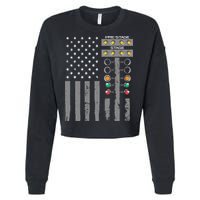 American Flag Drag Racing Strip Tree Light For Dragster Cropped Pullover Crew