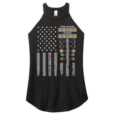 American Flag Drag Racing Strip Tree Light For Dragster Women's Perfect Tri Rocker Tank